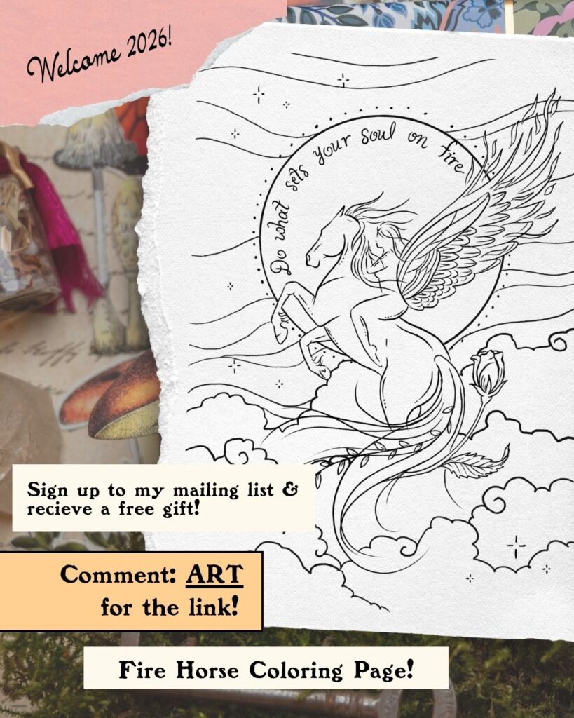 Year of the Fire Horse coloring page free printable 